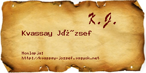 Kvassay József névjegykártya