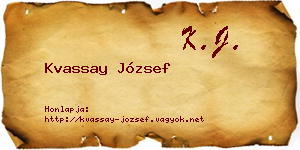 Kvassay József névjegykártya