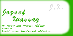 jozsef kvassay business card